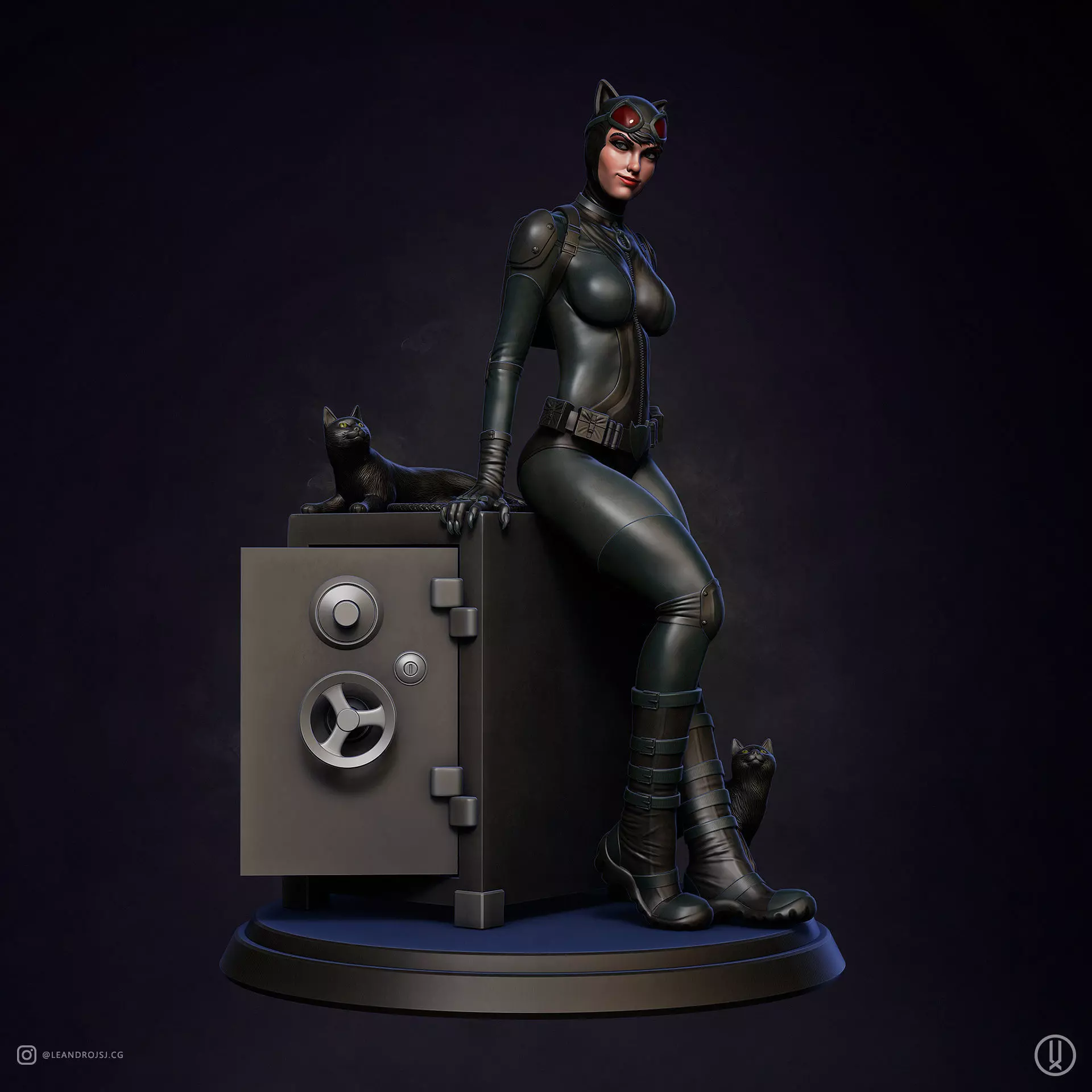 Catwoman statue 3D print model_0