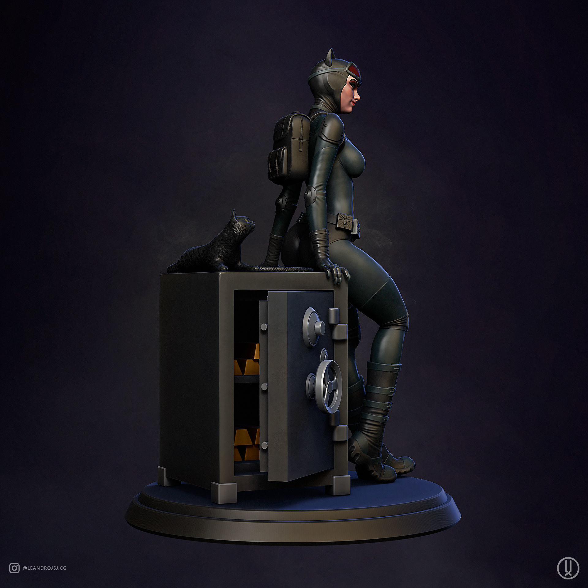 Catwoman statue 3D print model_1