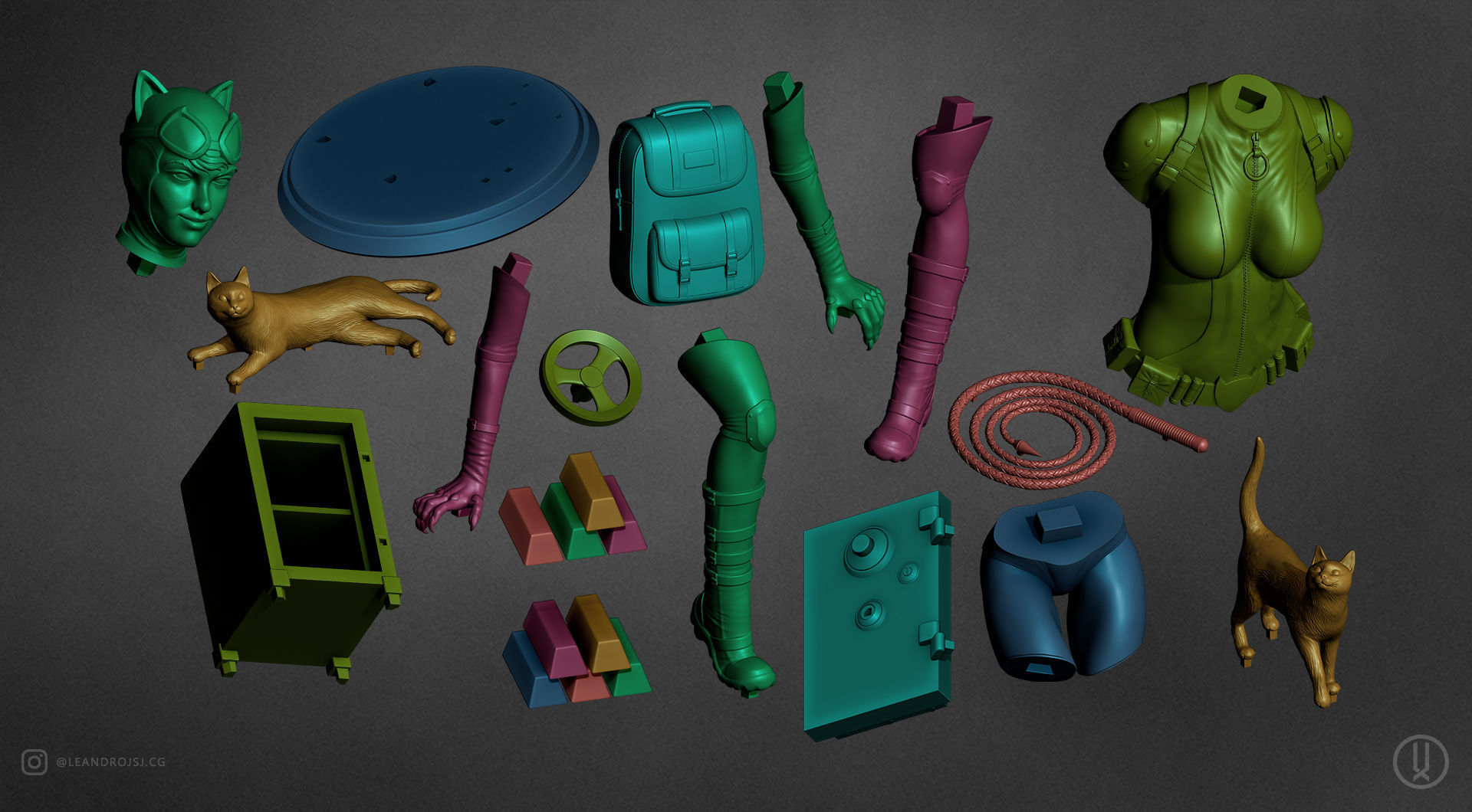 Catwoman statue 3D print model_6