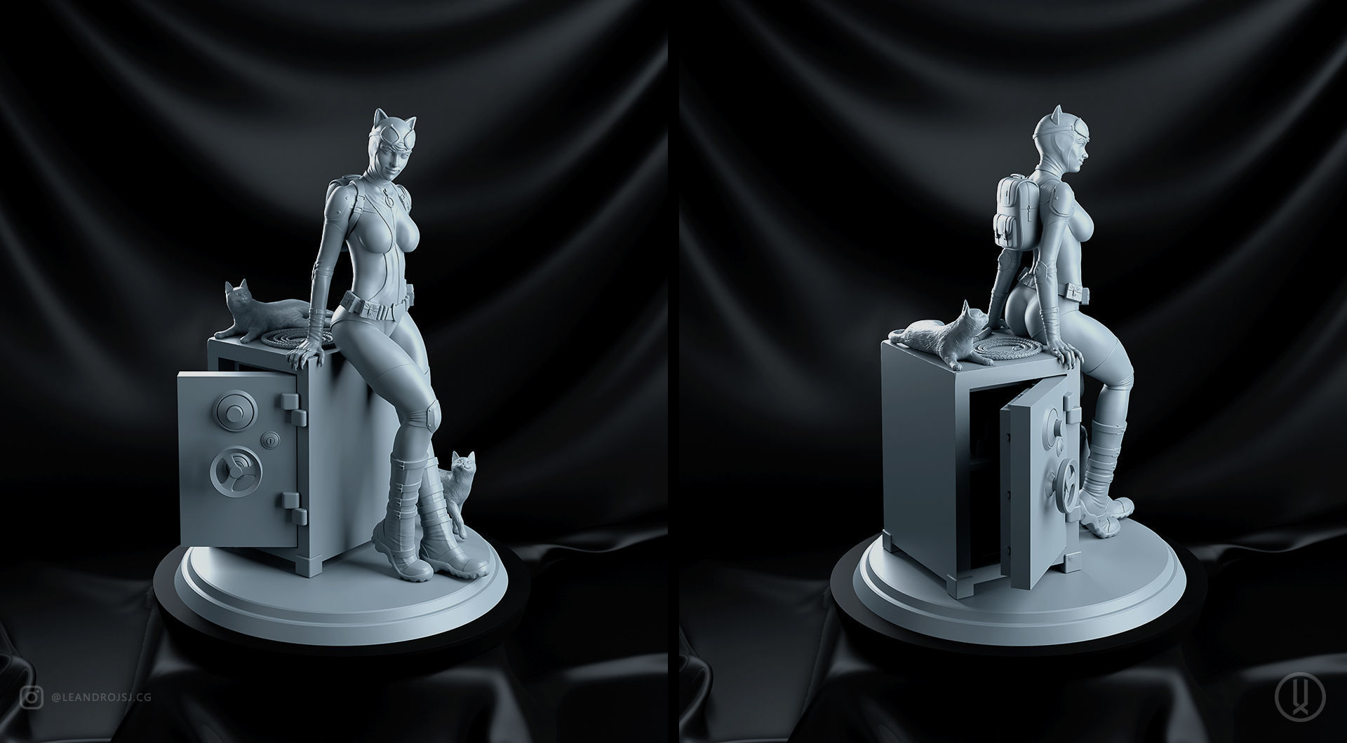 Catwoman statue 3D print model_3