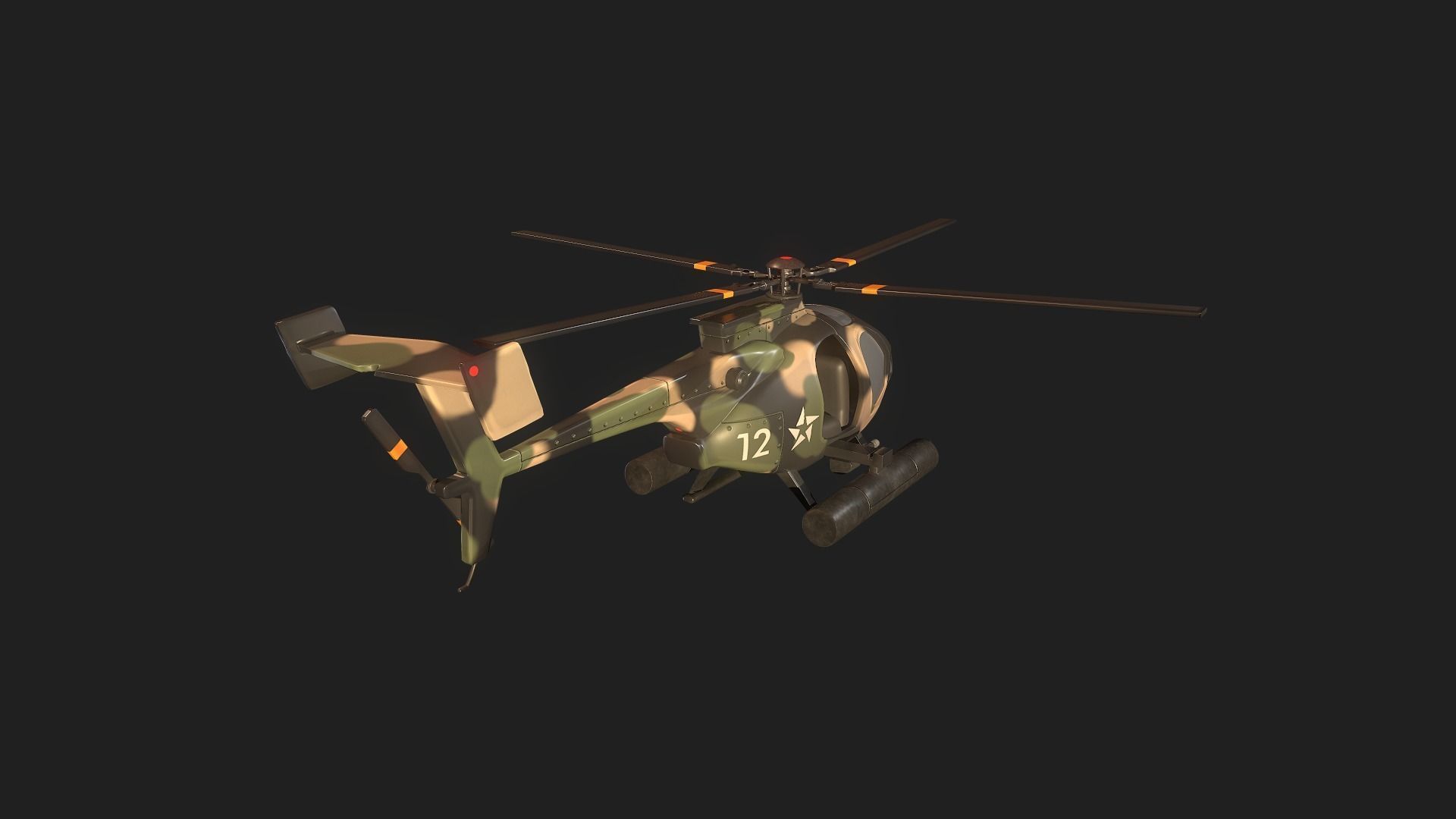 Military Helicopter Low-poly 3D model_12