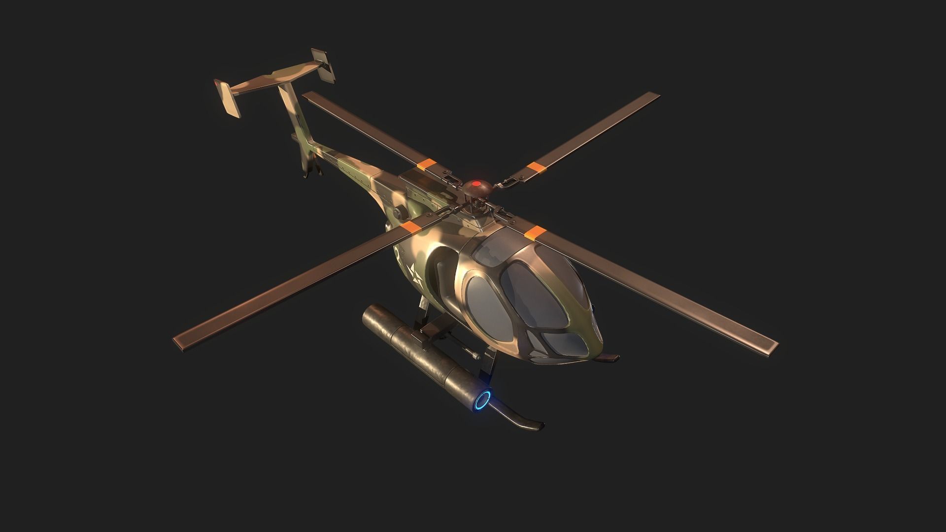 Military Helicopter Low-poly 3D model_13