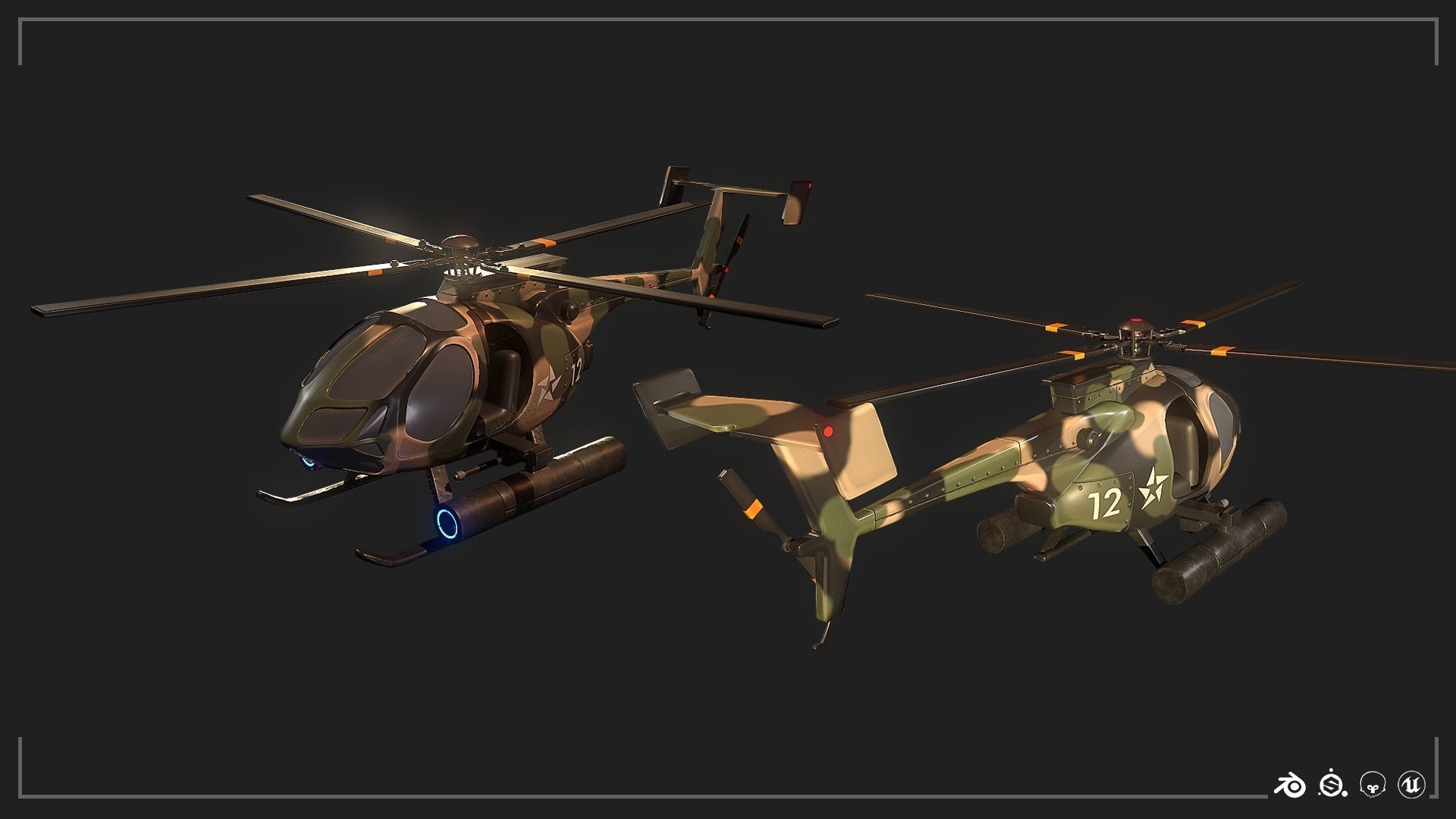 Military Helicopter Low-poly 3D model_19