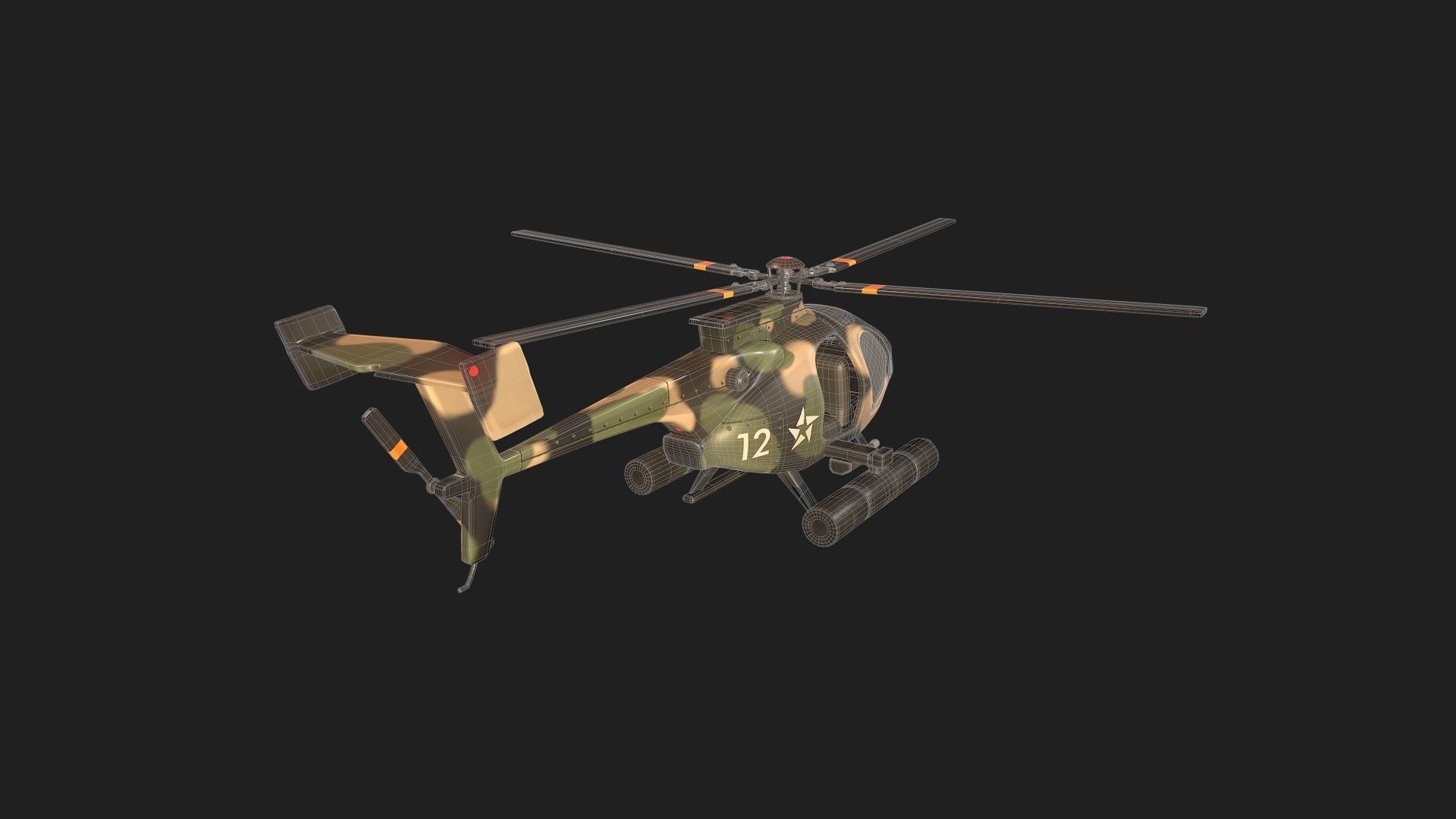 Military Helicopter Low-poly 3D model_14