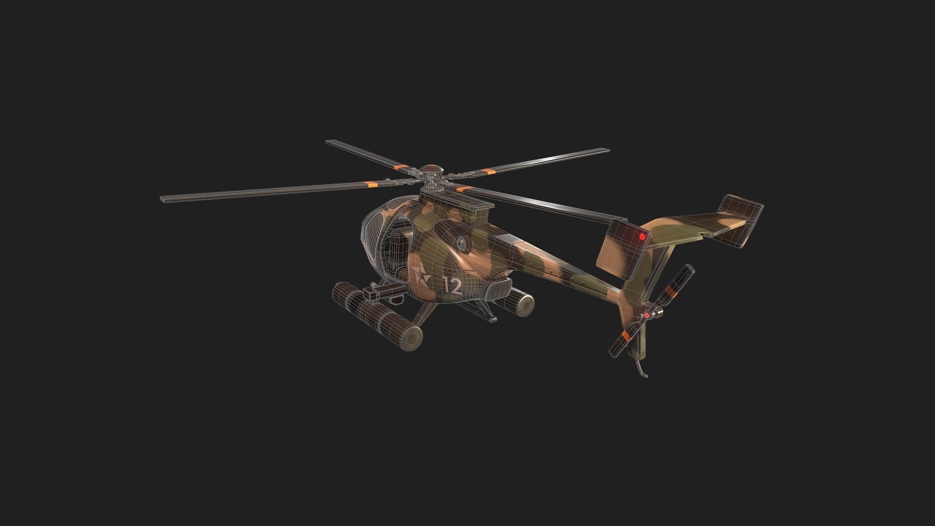 Military Helicopter Low-poly 3D model_10
