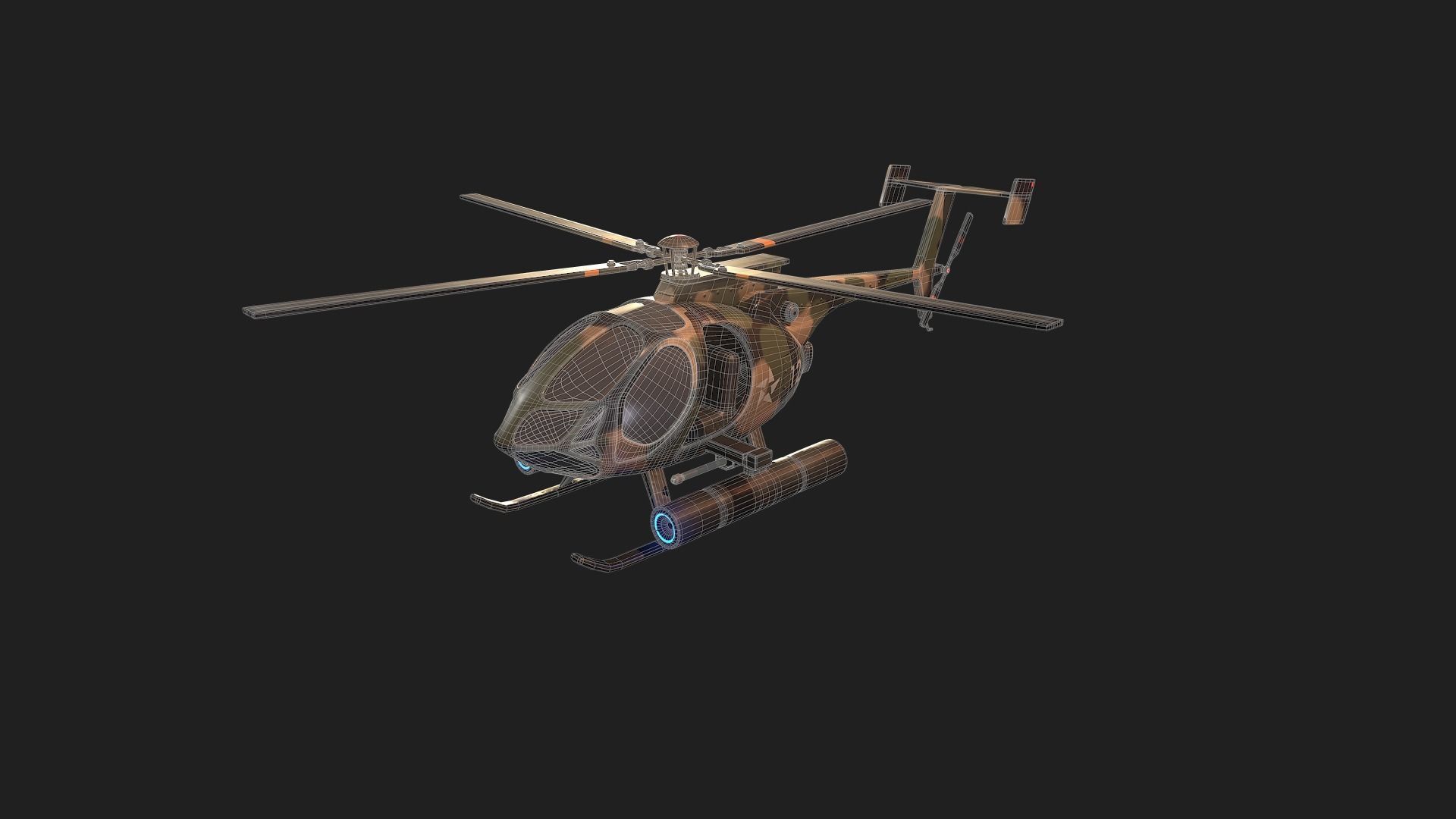 Military Helicopter Low-poly 3D model_8