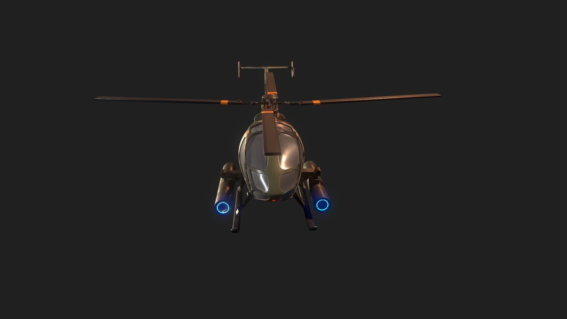 Military Helicopter Low-poly 3D model_16
