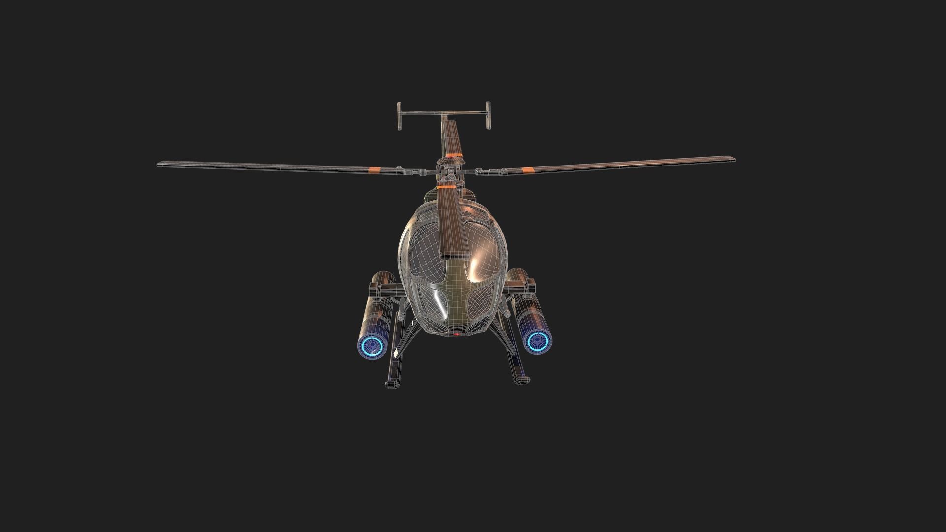 Military Helicopter Low-poly 3D model_15