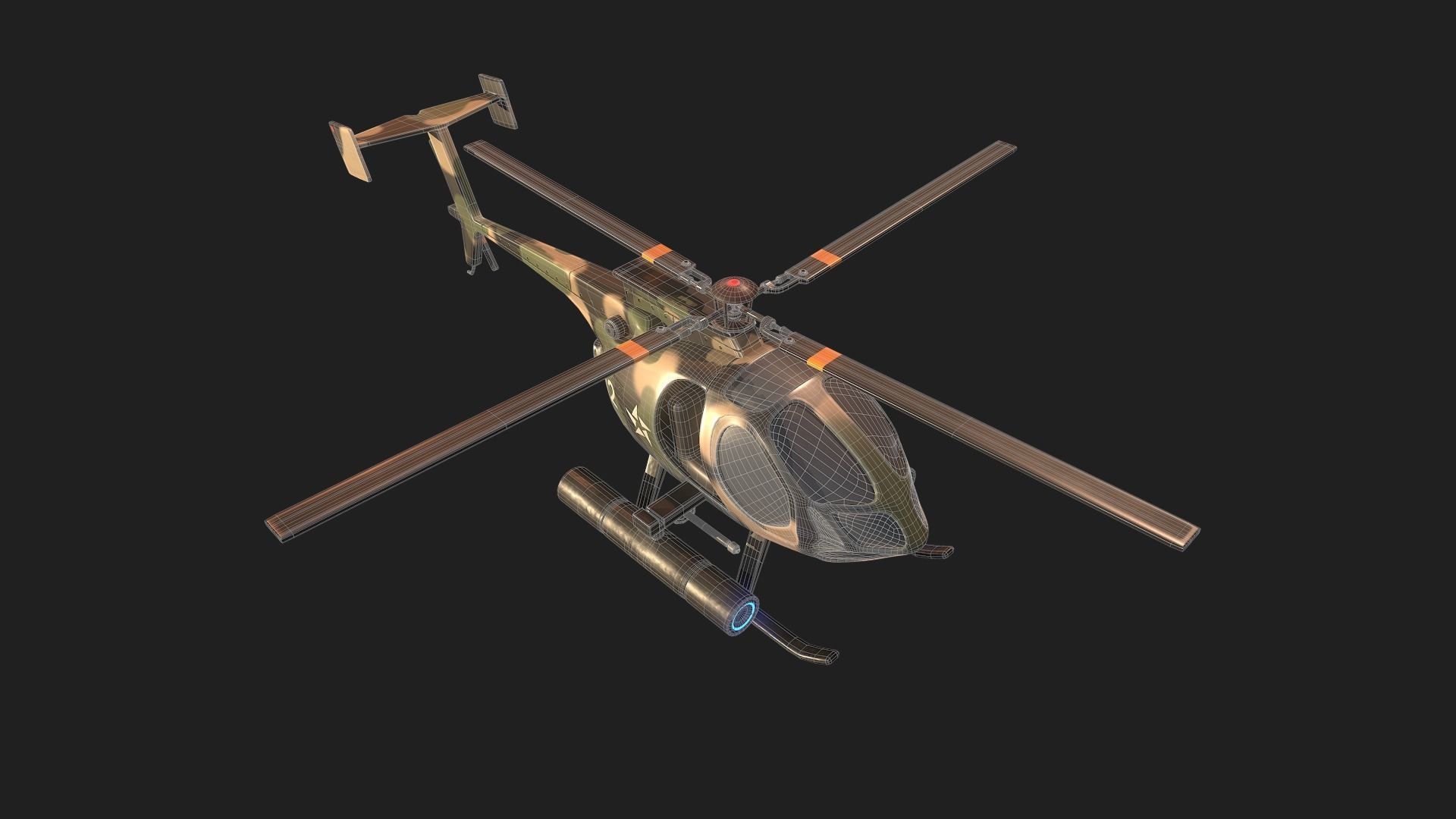 Military Helicopter Low-poly 3D model_17