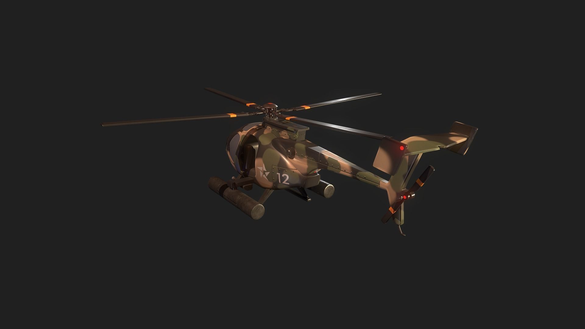 Military Helicopter Low-poly 3D model_11