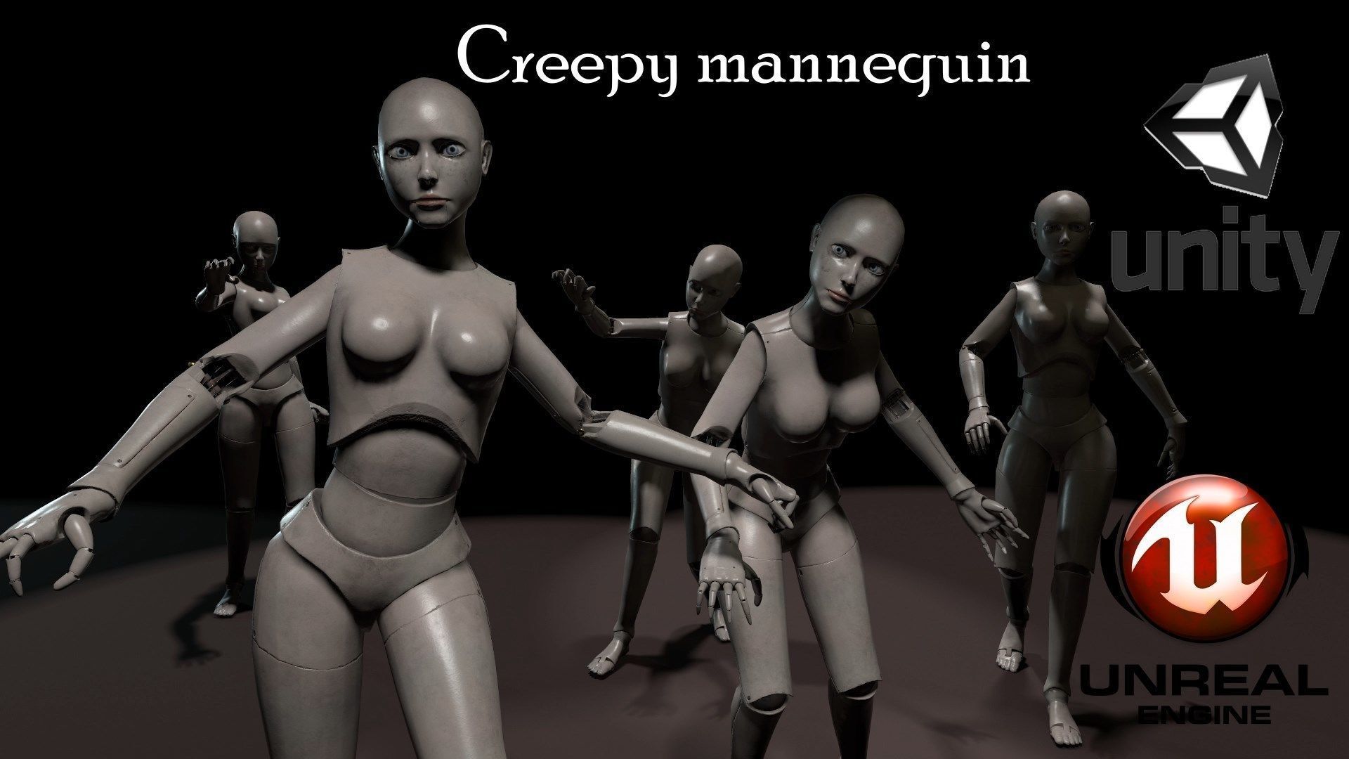 Creepy mannequin Low-poly 3D model