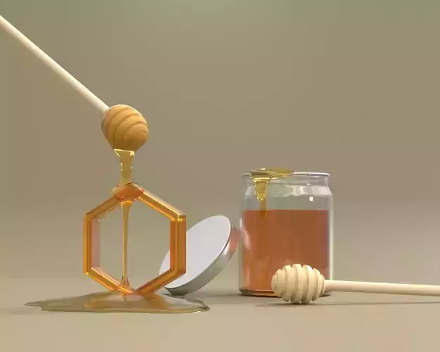 Honey Bottle and Honey Dipper Model