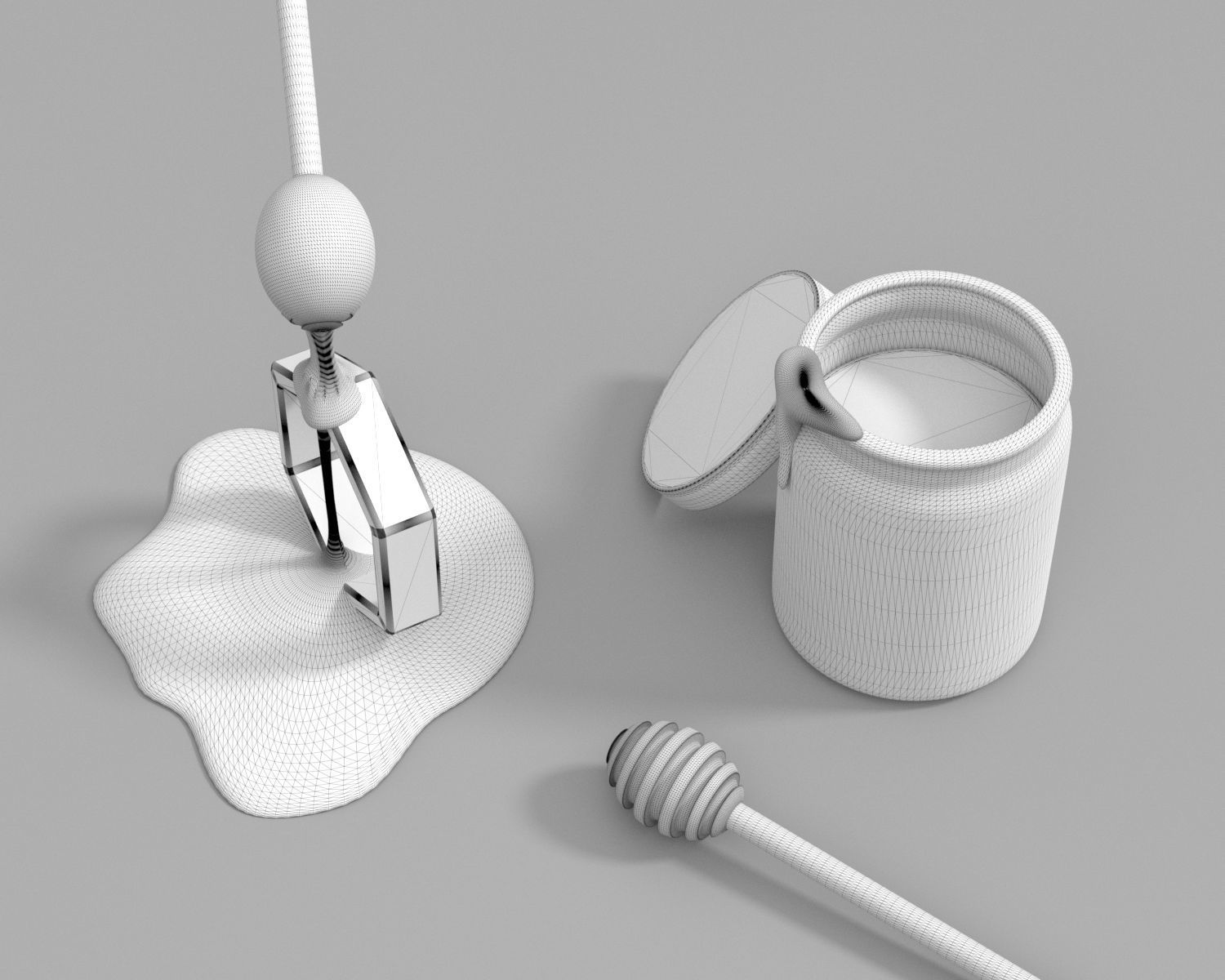 Honey Bottle and Honey Dipper Model 3D model_5