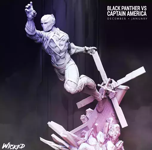 Wicked Marvel Black Panther Sculpture STLs ready for printing 3D print model