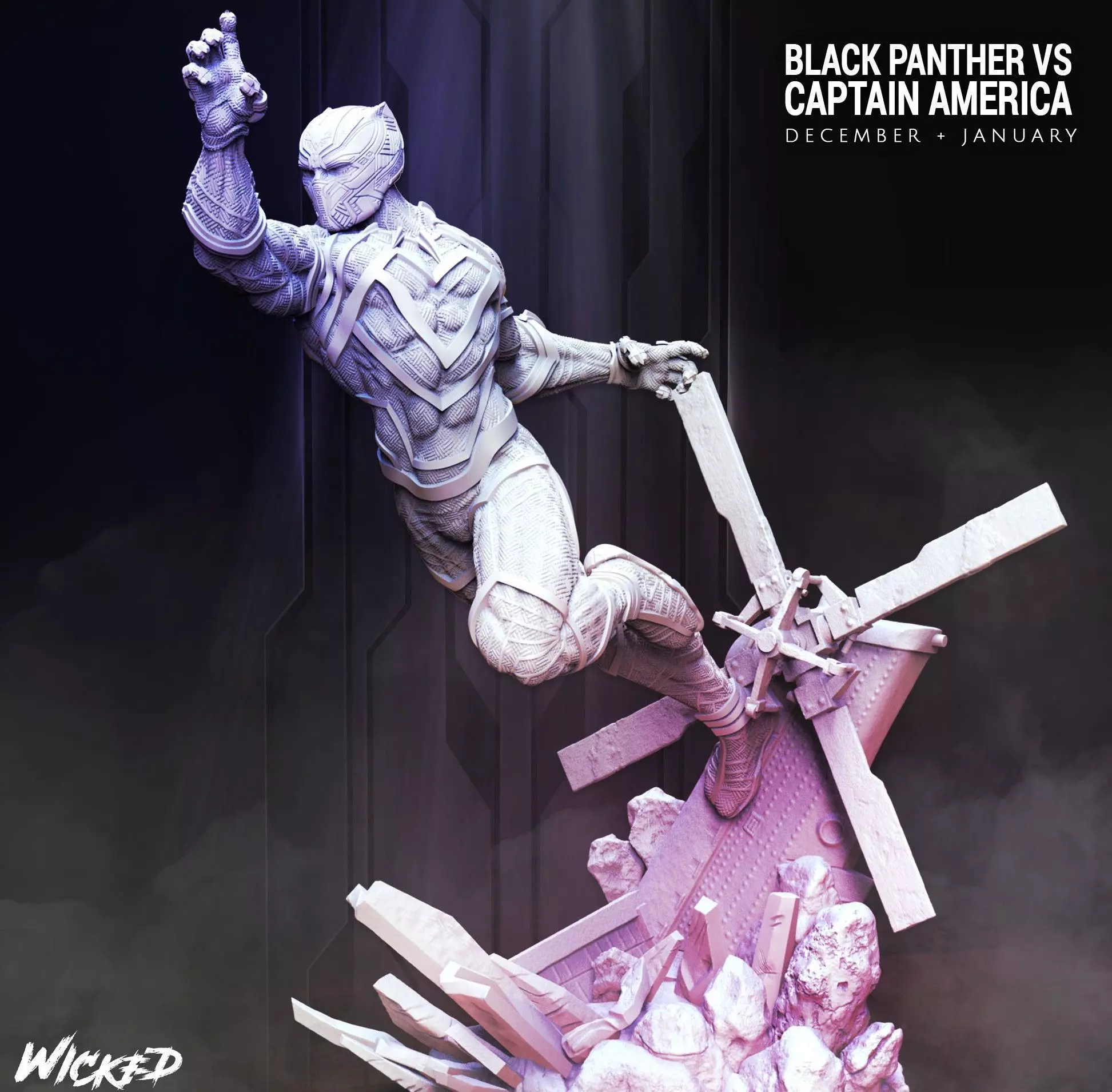 Wicked Marvel Black Panther Sculpture STLs ready for printing 3D print model_0