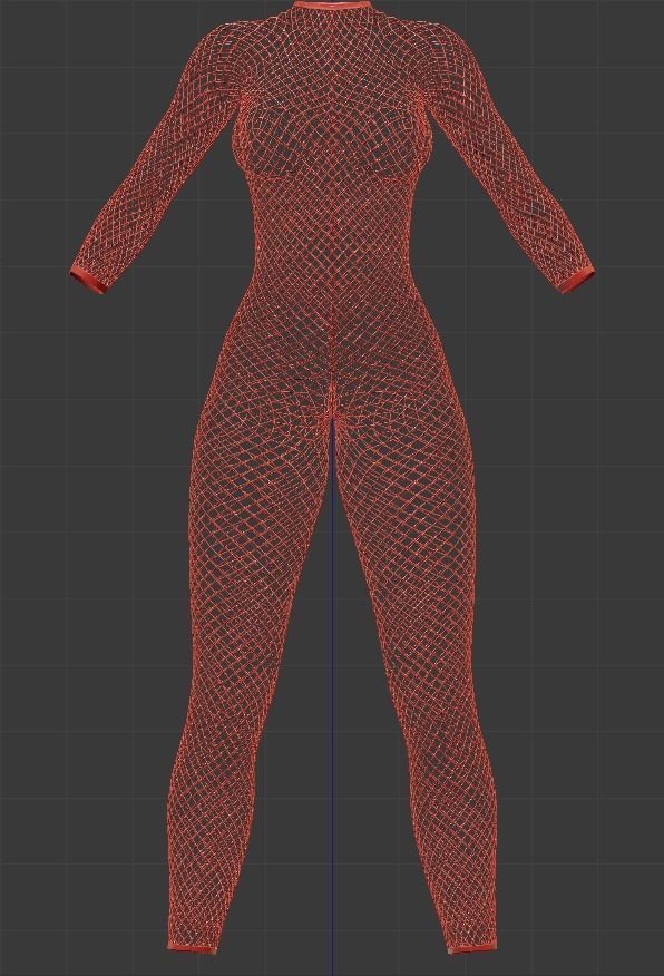 Fishnet Bodysuit 3D model_2