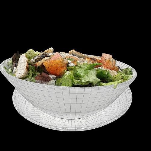Greek salad with chicken Low-poly 3D model 3