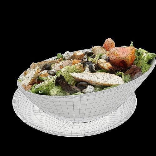 Greek salad with chicken Low-poly 3D model 4