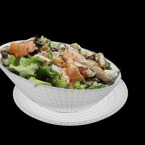 Greek salad with chicken Low-poly 3D model 2