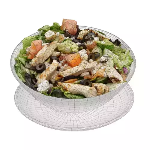 Greek salad with chicken Low-poly 3D model