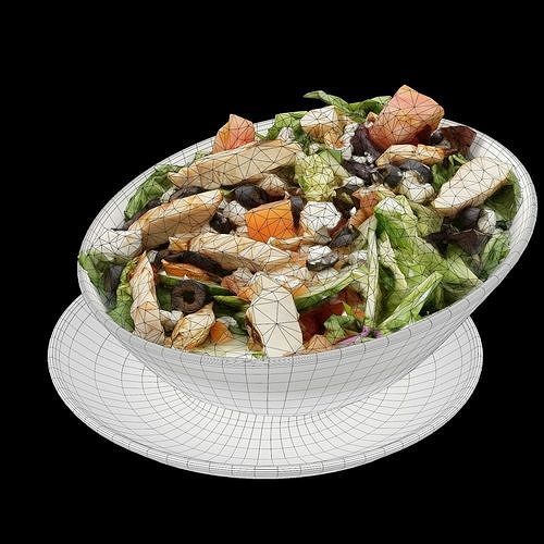 Greek salad with chicken Low-poly 3D model 5
