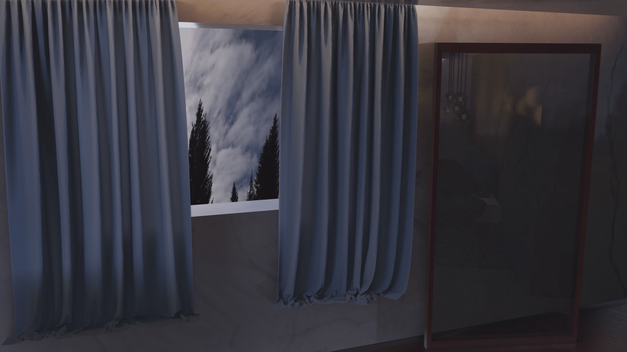 Bedroom with marble walls Low-poly 3D model_5