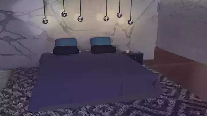 Bedroom with marble walls