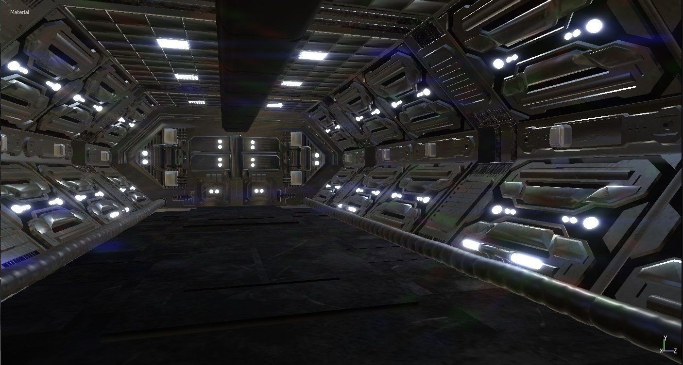 Spaceship Corridor 3D Model 3D model_5