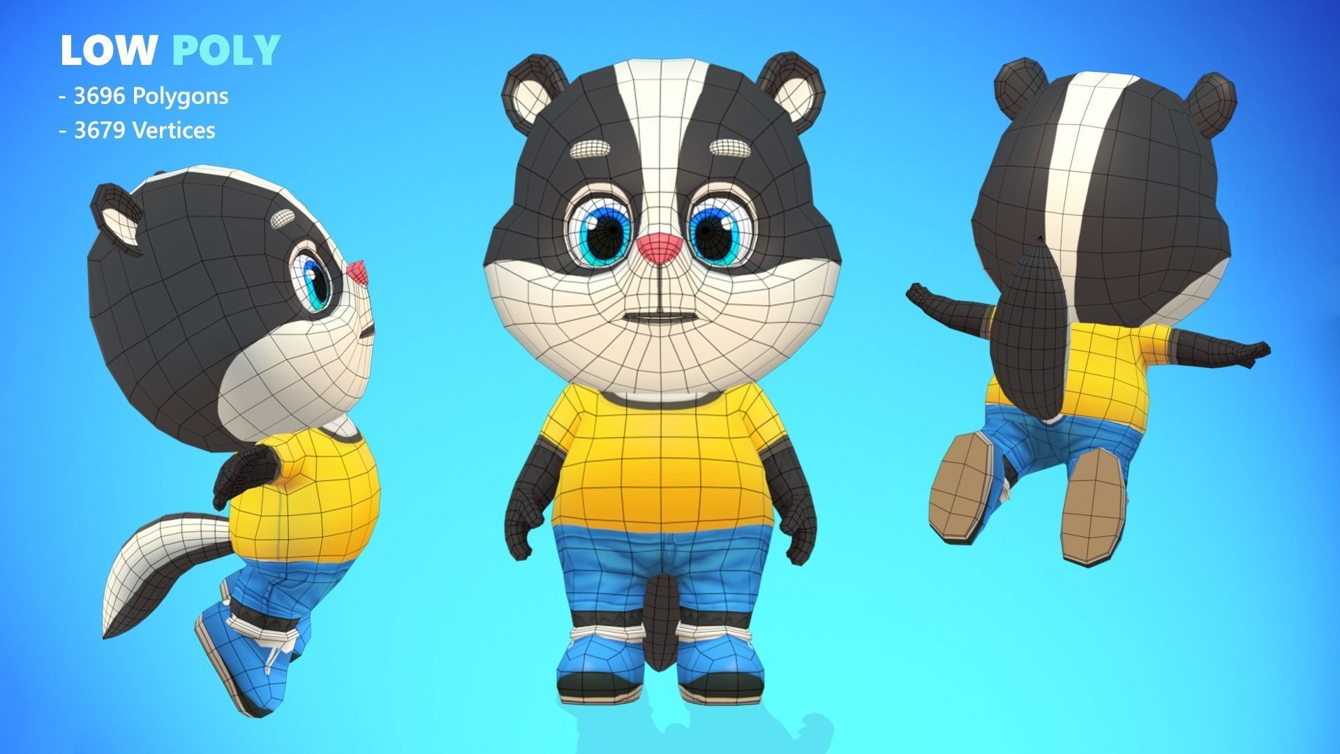 Skunk Animated Rigged Low-poly 3D model_11
