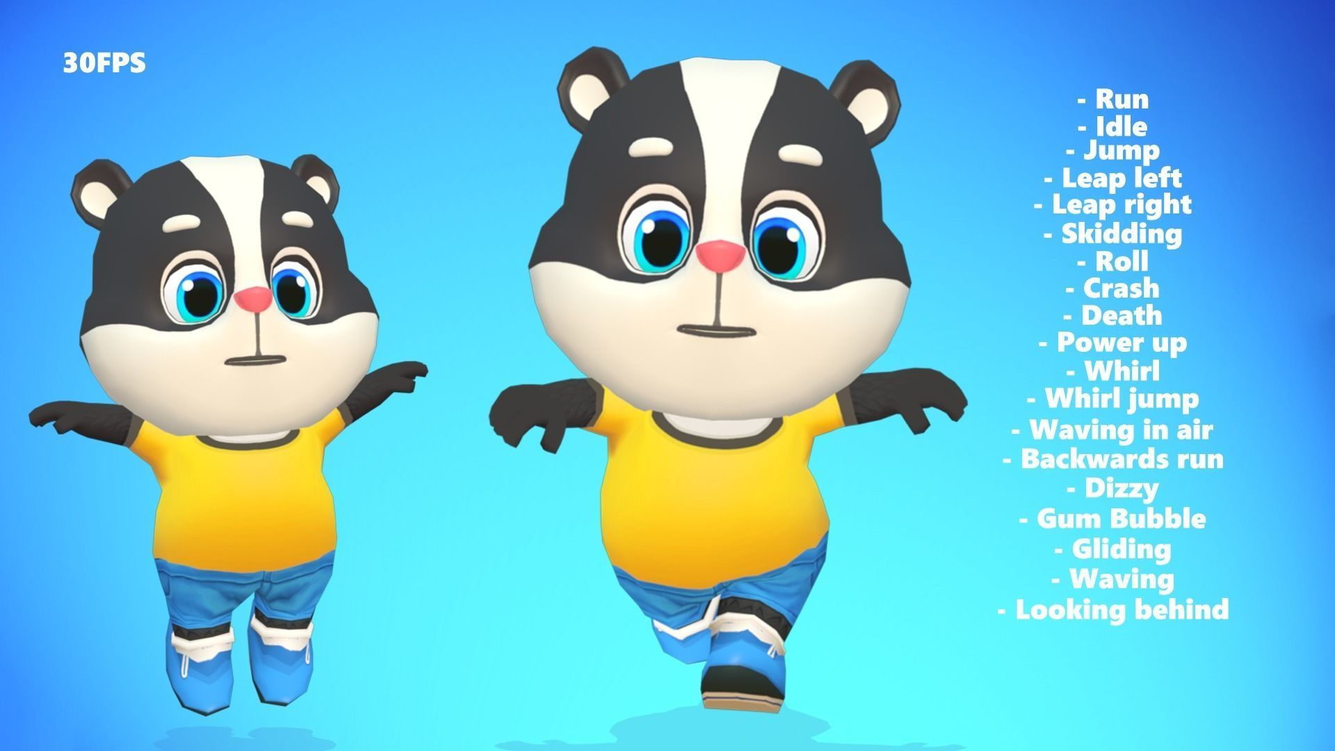 Skunk Animated Rigged Low-poly 3D model_6