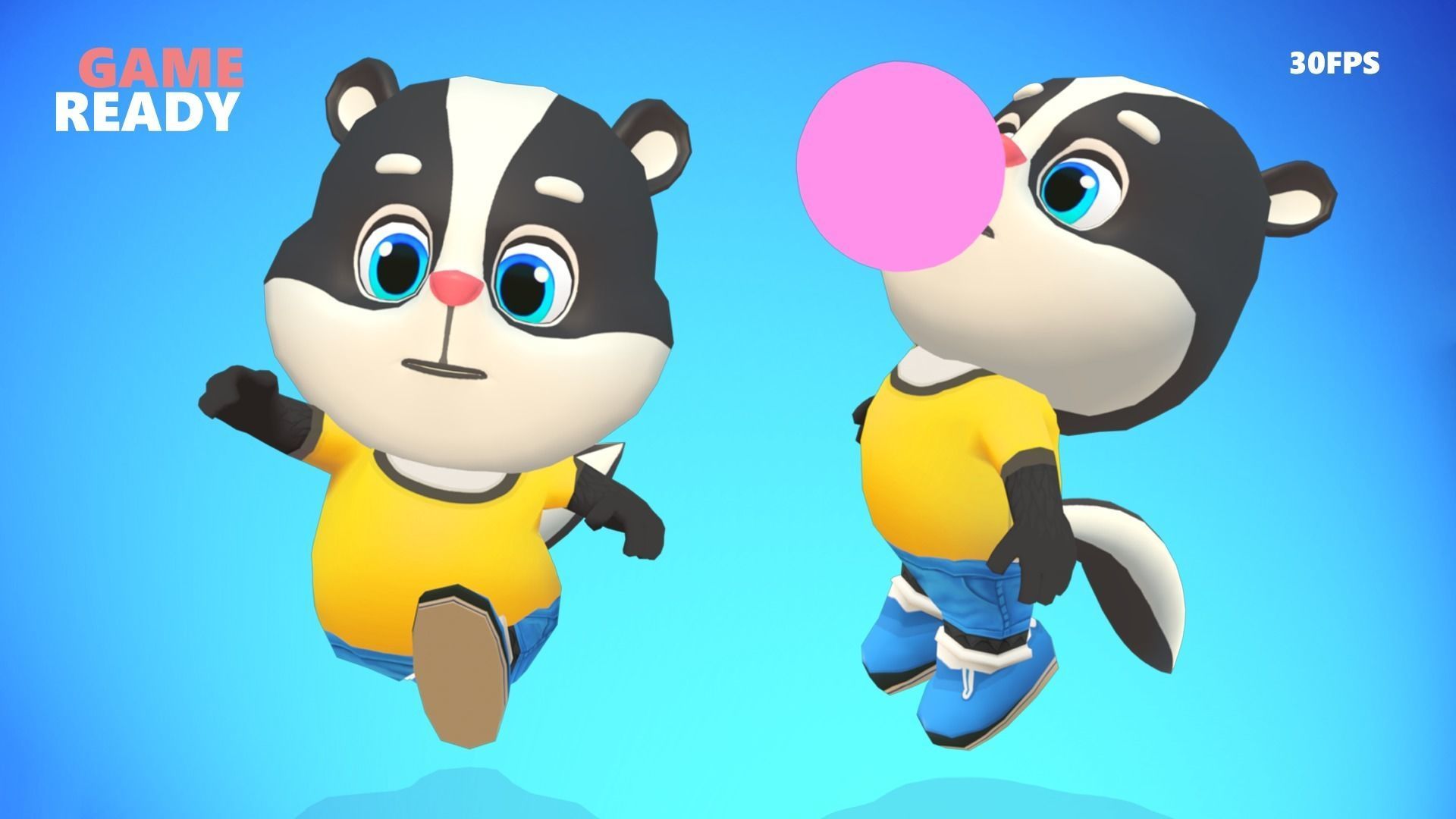 Skunk Animated Rigged Low-poly 3D model_3