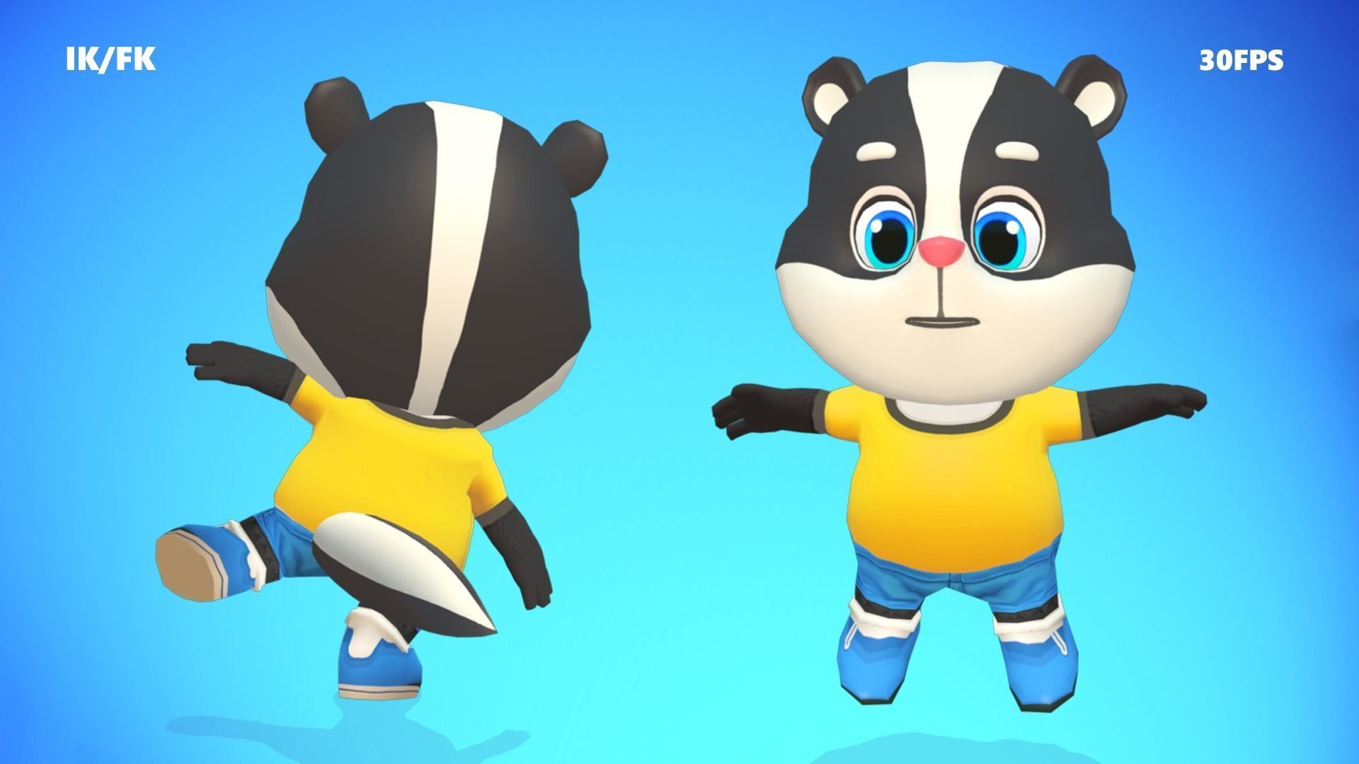 Skunk Animated Rigged Low-poly 3D model_10