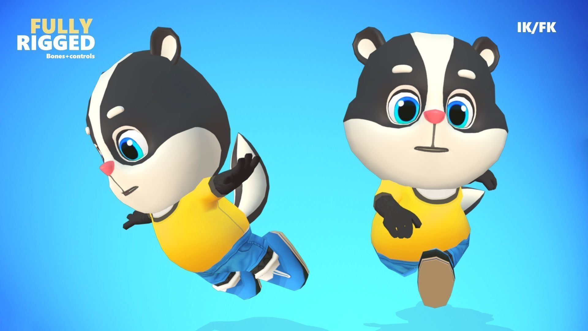 Skunk Animated Rigged Low-poly 3D model_4
