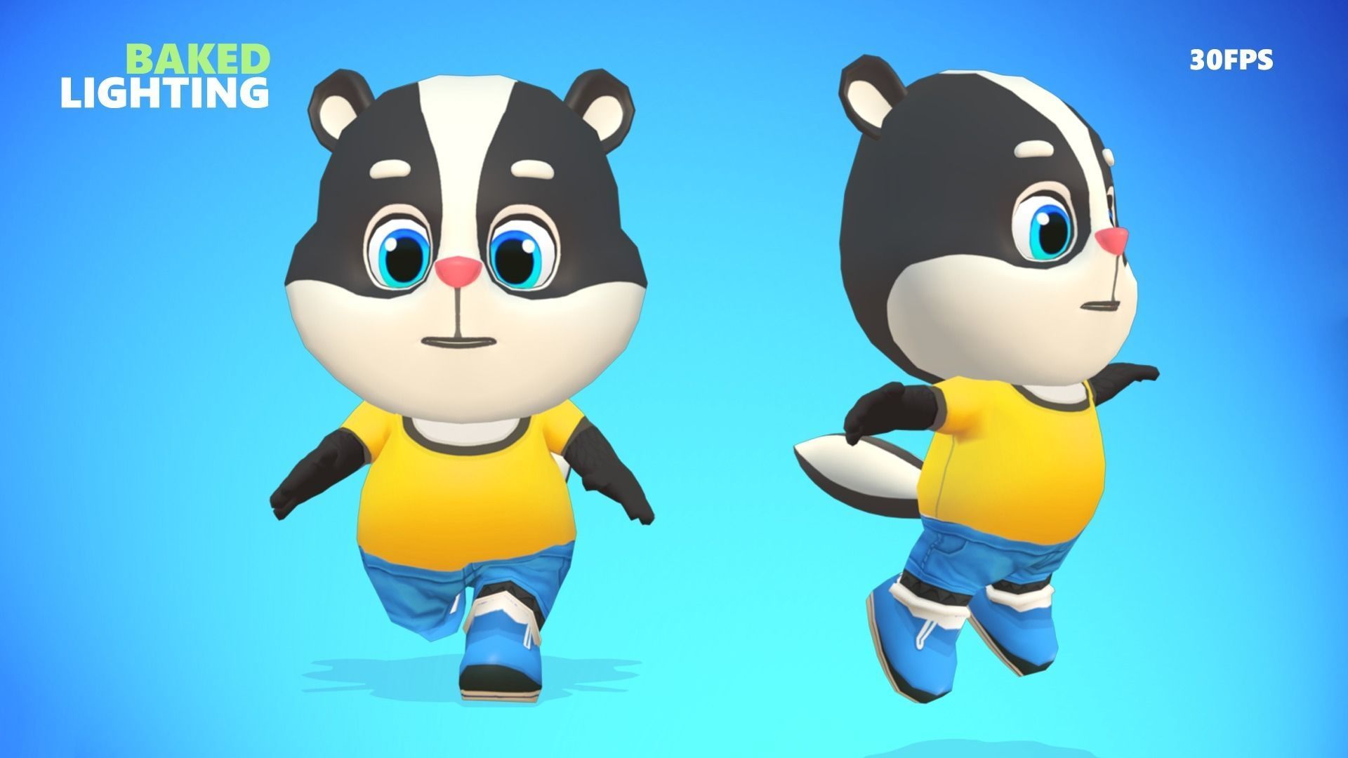 Skunk Animated Rigged Low-poly 3D model_12