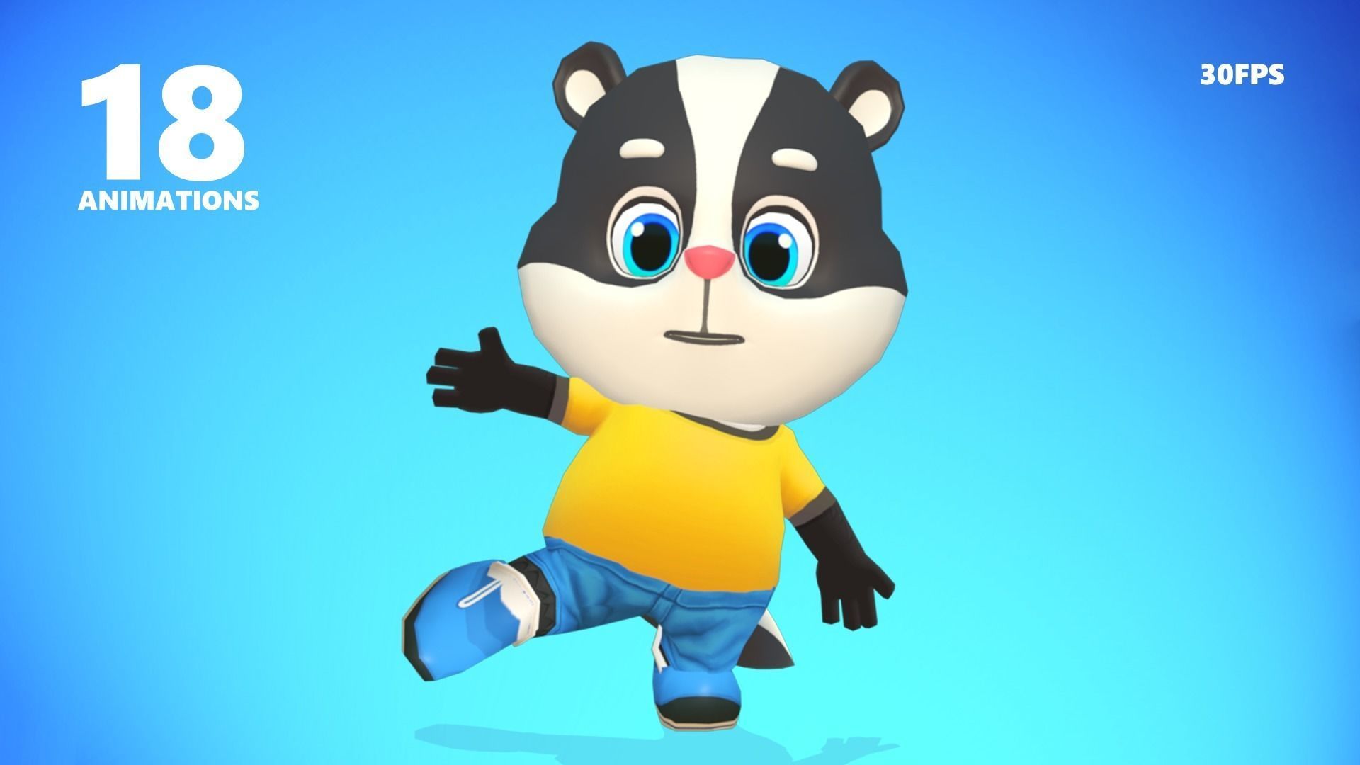 Skunk Animated Rigged Low-poly 3D model_5