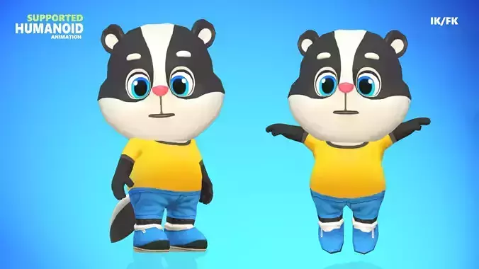 Skunk Animated Rigged Low-poly 3D model