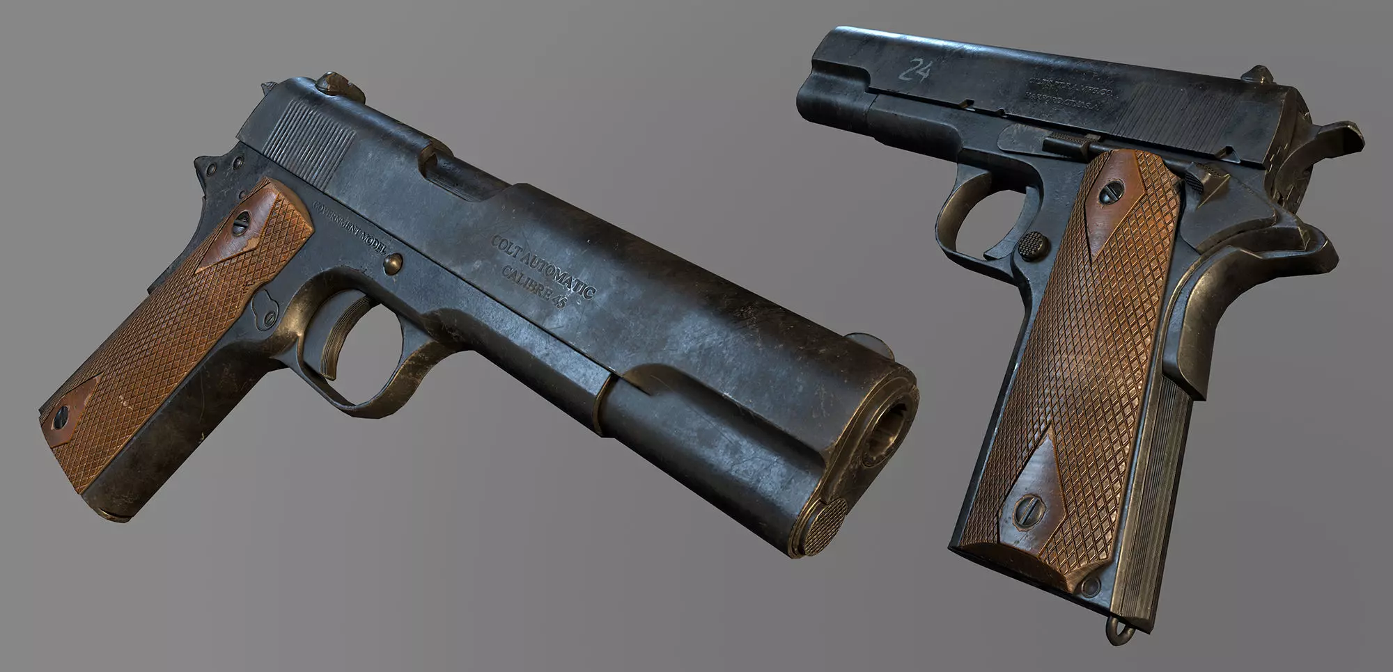 Colt 1911 Handgun Game ready Free low-poly 3D model