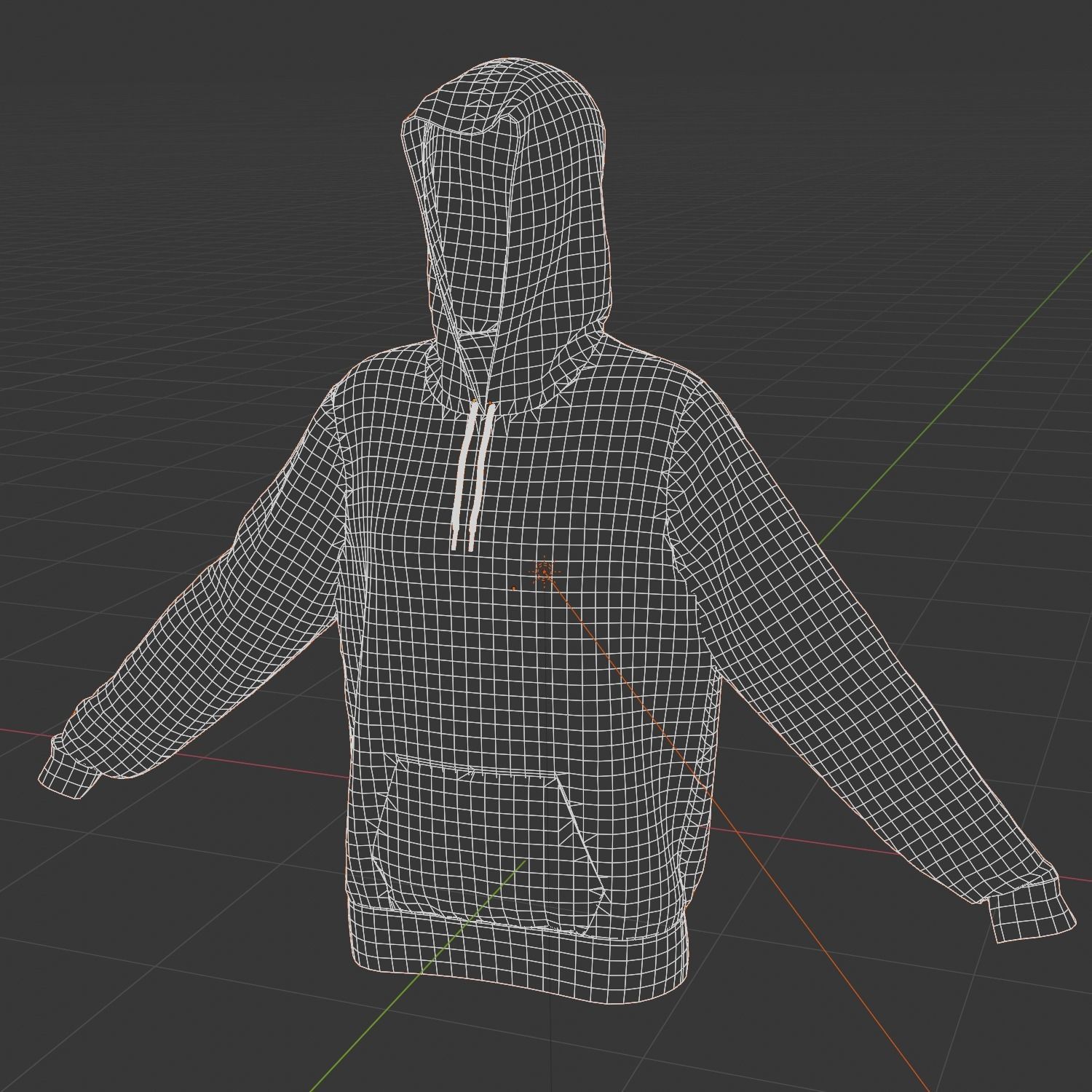 Replaceable print hoodie sweatshirt - female Low-poly 3D model_10