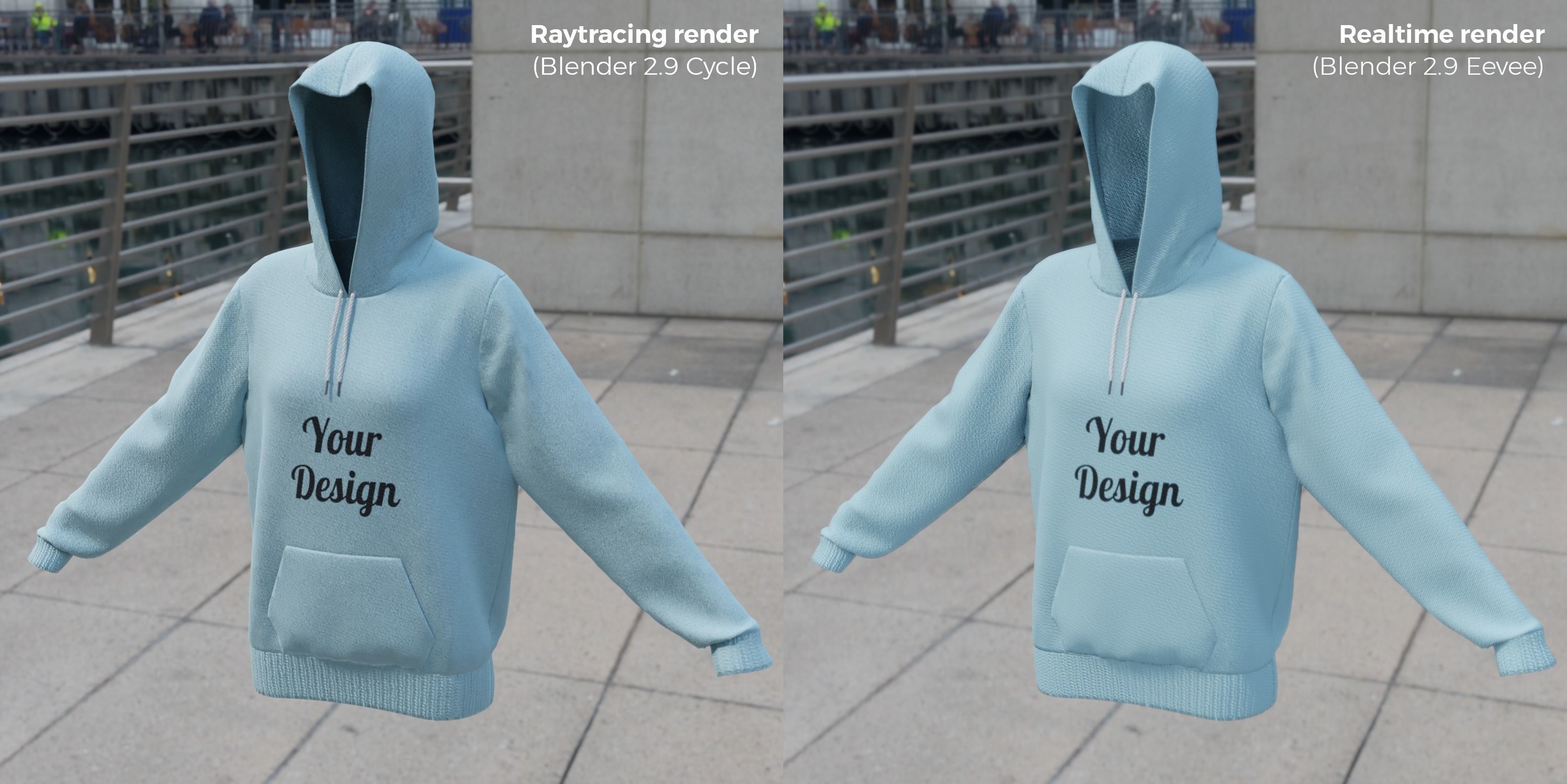 Replaceable print hoodie sweatshirt - female Low-poly 3D model_3