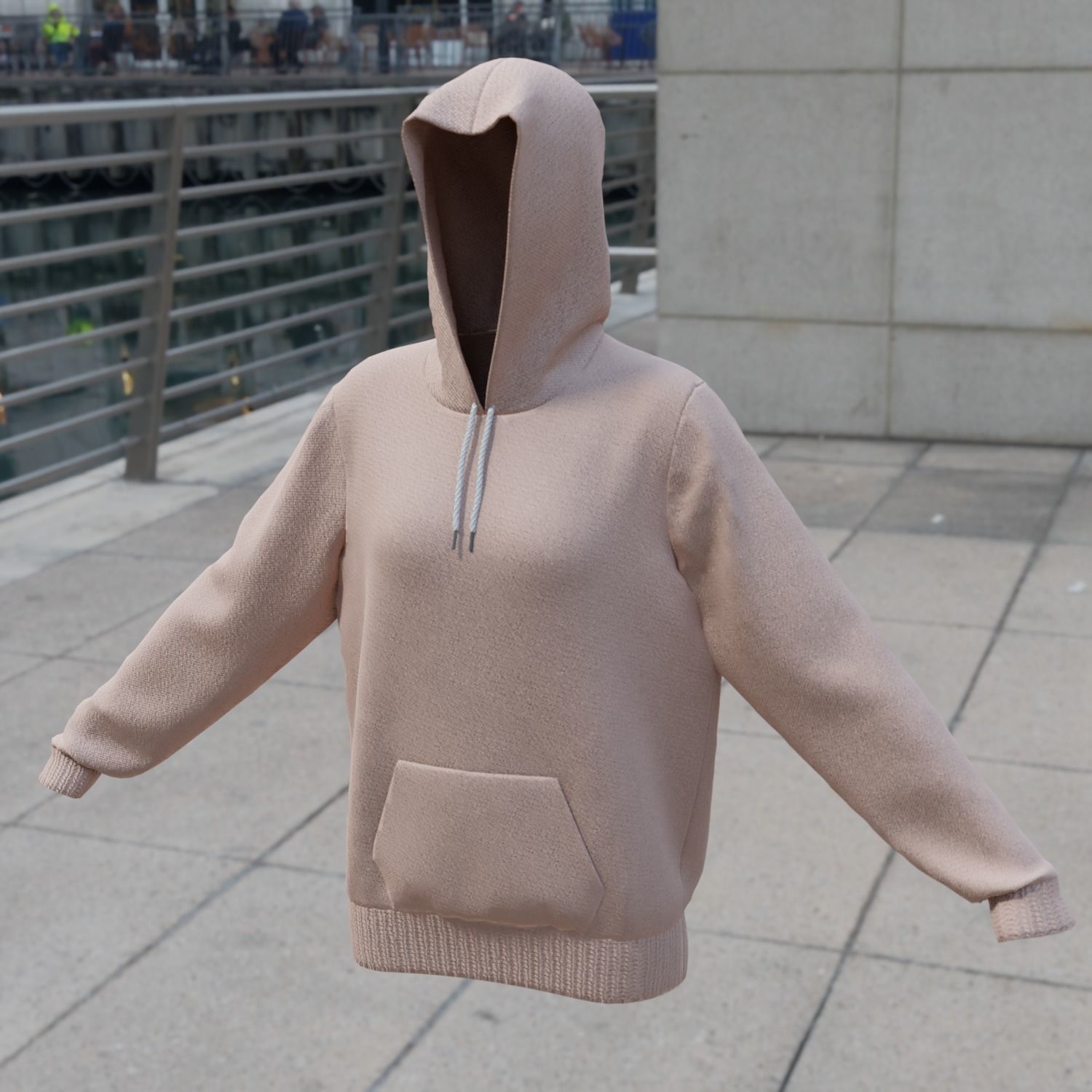 Replaceable print hoodie sweatshirt - female Low-poly 3D model_6