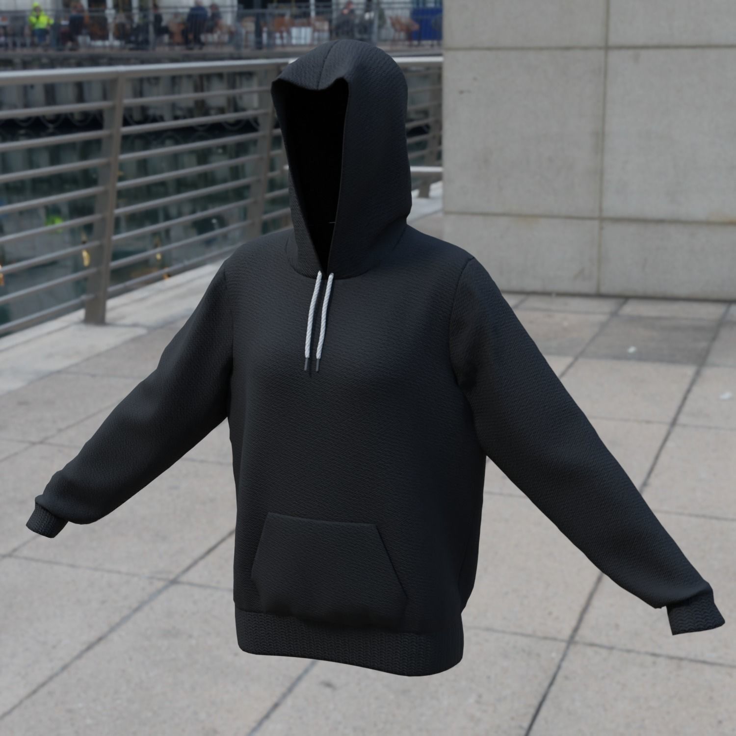 Replaceable print hoodie sweatshirt - female Low-poly 3D model_4
