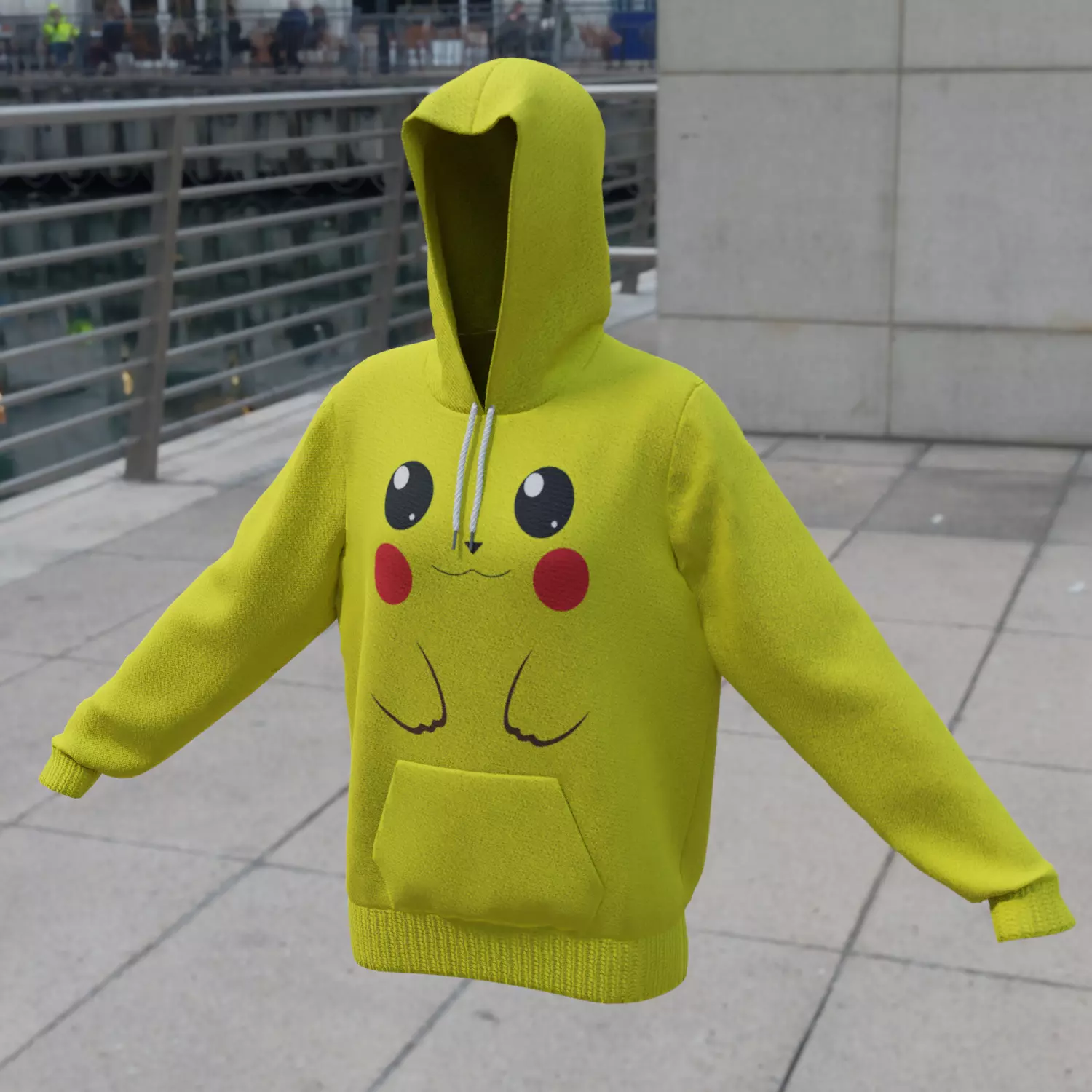 Replaceable print hoodie sweatshirt - female Low-poly 3D model_0