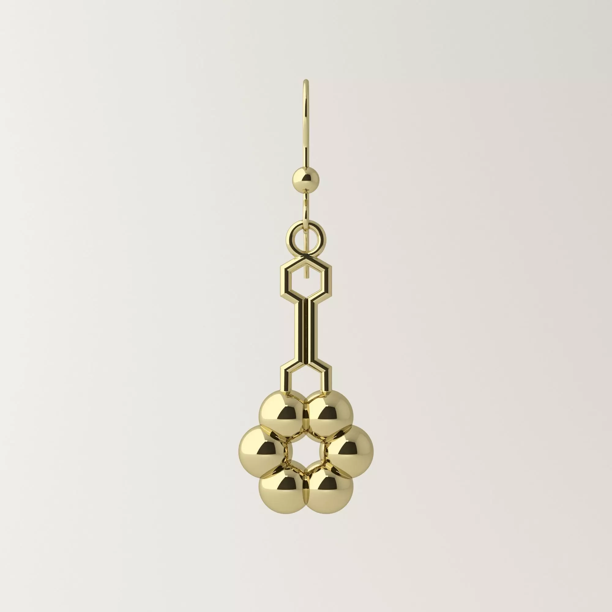 Long molecule design earrings 3D print model