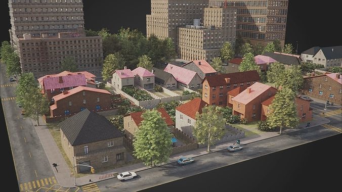 Realistic City District H12-R25 MAYA Low-poly 3D model 7