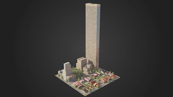 Realistic City District H12-R25 MAYA Low-poly 3D model 3