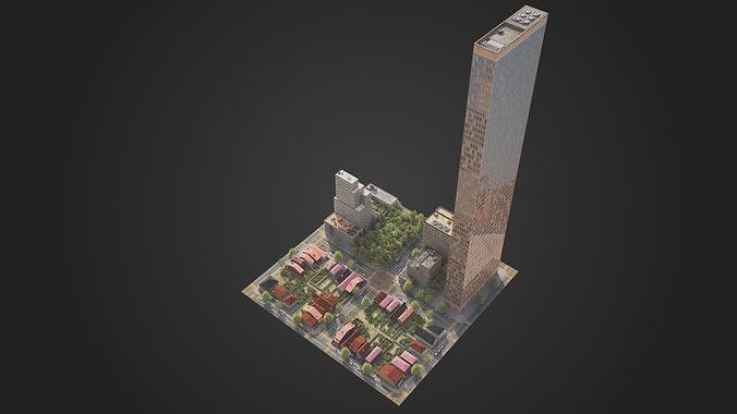 Realistic City District H12-R25 MAYA Low-poly 3D model 4