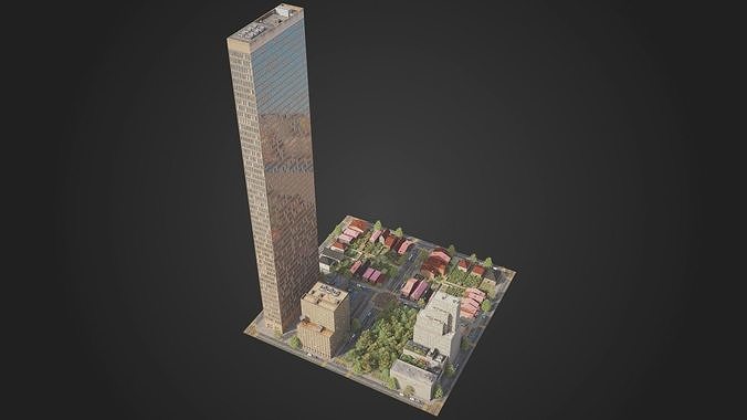 Realistic City District H12-R25 MAYA Low-poly 3D model 2