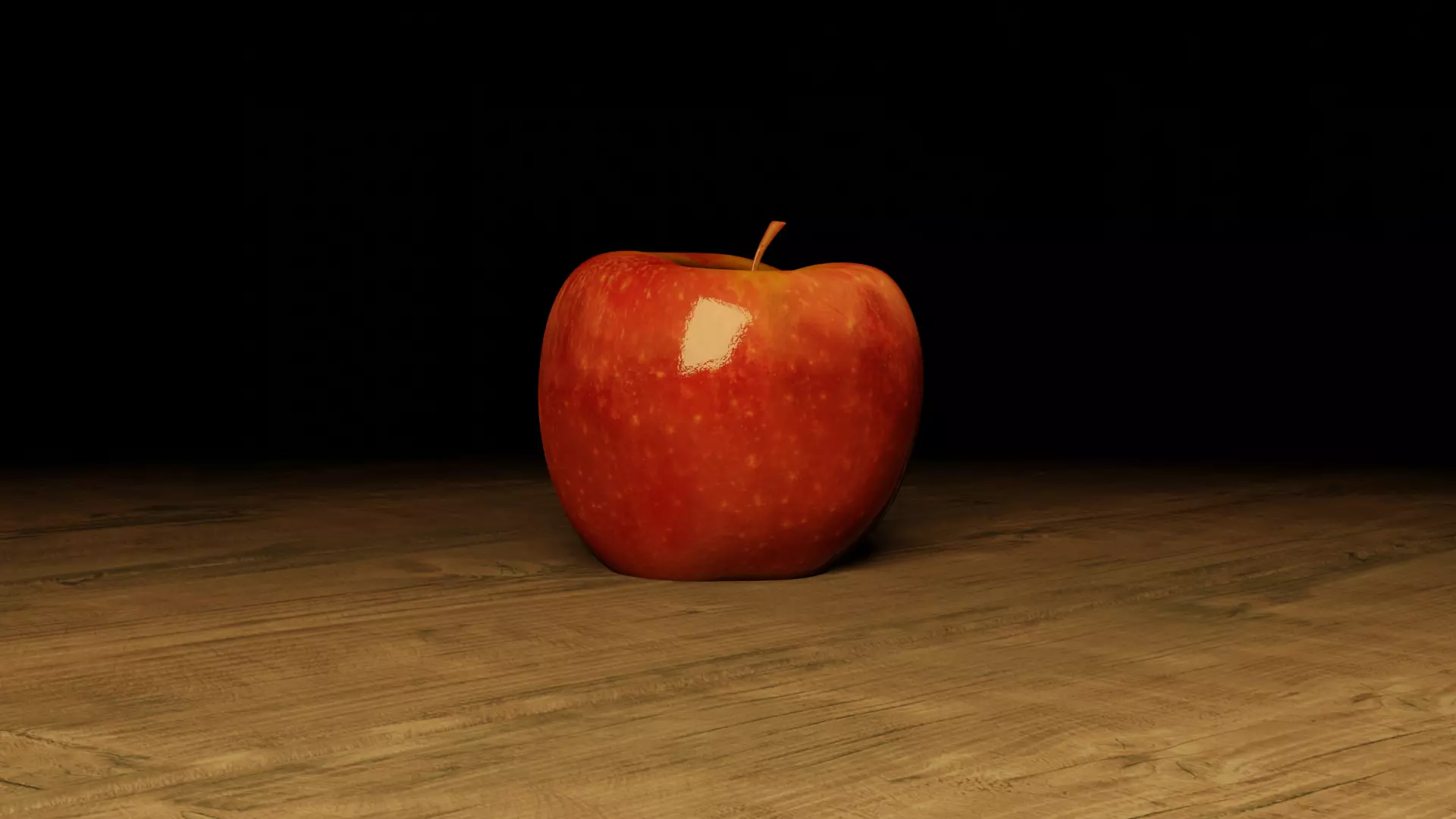 An Apple on wooden table 3D model_0