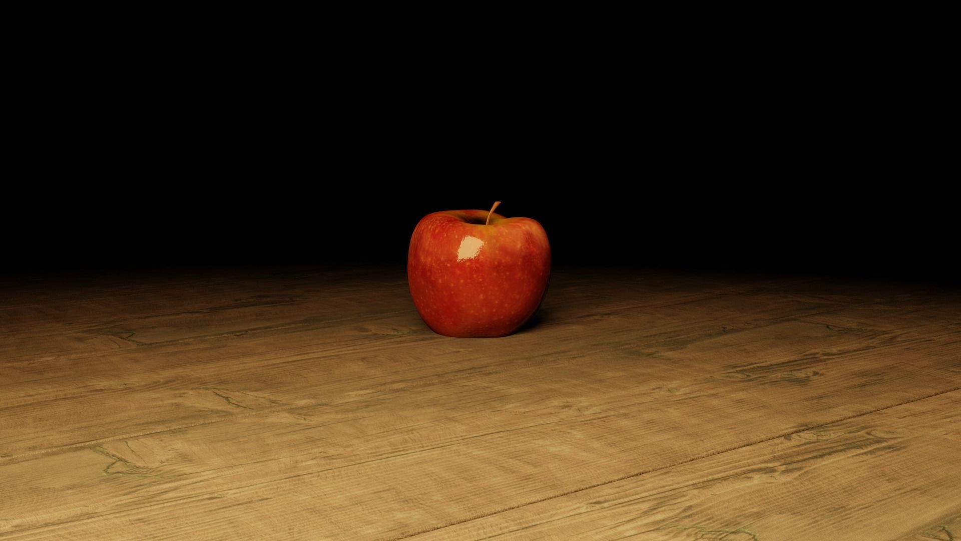An Apple on wooden table 3D model_1