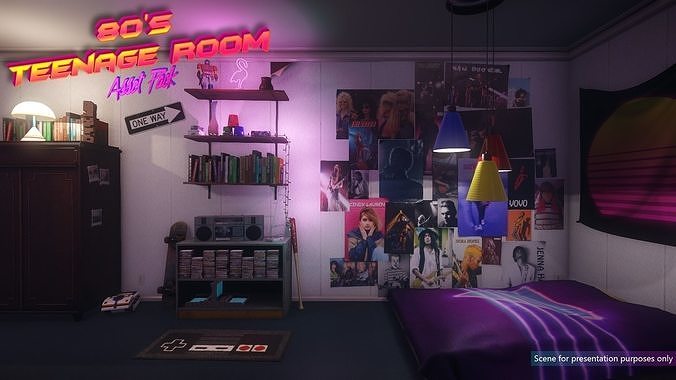 Low-Poly 80s Teenage Room Pack Low-poly 3D model